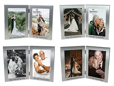 25 30 40 50th Wedding Anniversary Double Photo Frame Our Wedding Day Gift 4 X 6  • £11.99