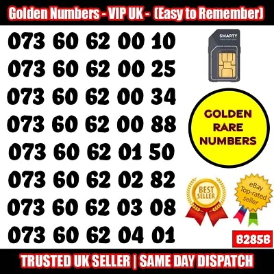 Golden Number VIP UK SIM - Easy To Remember & Memorise Numbers LOT - B285B • £11.95