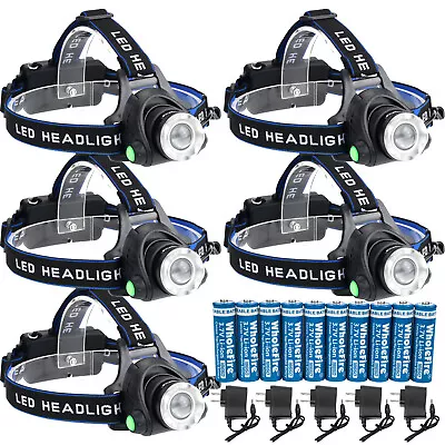 Super Bright T6 LED Headlamp Rechargeable Headlight Zoom Head Torch Lamp Light • $46.95