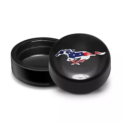 Ford Mustang In USA Flag On Black ABS Plastic License Plate Frame Screw Covers • $14.99