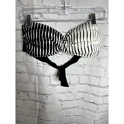 La Blanca Ladies Black And White Tie Back Bikini Top  Sz (12)  Euc     D-287 • $9.88