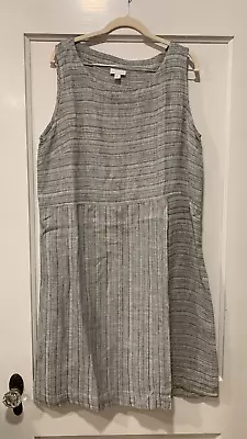 J. Jill Sleeveless  Linen Wrap Dress Gray White L • $27