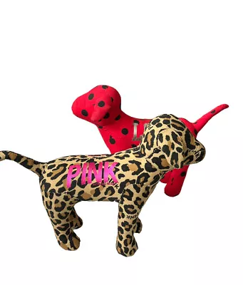 2 Victoria's Secret Pink VS 8  Plush Mini Dogs Stuffed Pink Love Wild Leopard • $15.99