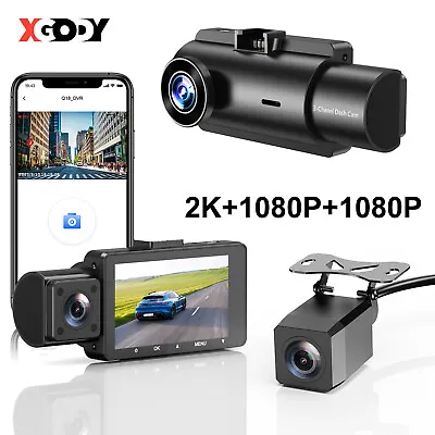 XGODY 3 Channel 4K Dash Camera GPS Wifi & APP Night Video Recorder Loop Recorder • $65.88
