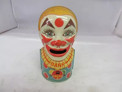 Vintage  Clown Mechanical J Chein  Tin  Savings Bank  M-023 • $55