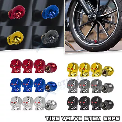 4x Skull Style Tire Wheel Valve Stem Air Caps Covers Universal For Motorcycle • $8.89