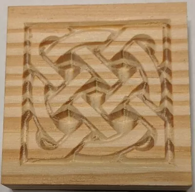 Set Of 4  Celtic Eternity Knot  Rosette Blocks  2.5  X 3/4   Pine • $17.95