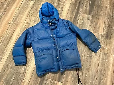 Vintage 70’s Blue Down Puffer Ski Jacket Styled By Jones Men’s Large Made In USA • $45
