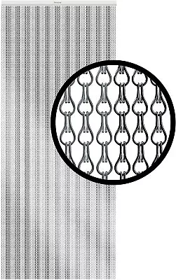 Aluminium Door Fly Screen Metal Chain Curtain Commercial Grey & Black Xterminate • £84.95