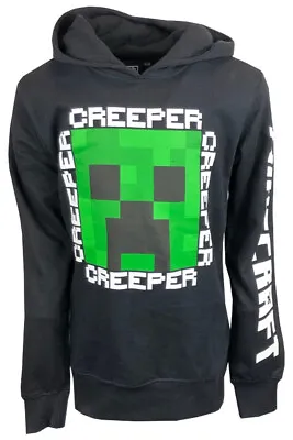 Boys Minecraft Hoodie Jumper Black Creeper Hooded Game Kids Childrens Loungwear • £10.79