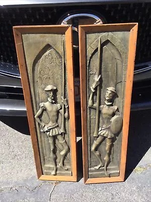 Pair J Segura Fiberglass Cast Relief Wall Sculptures Don Quixote Modernism  • $175