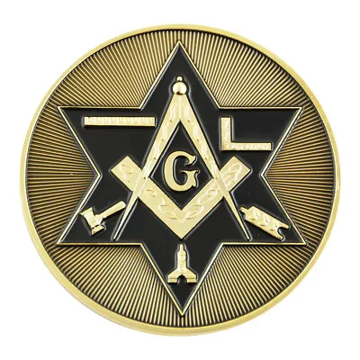 Shining Star Of David Working Tools Square & Compass Masonic Auto Emblem • $11.99