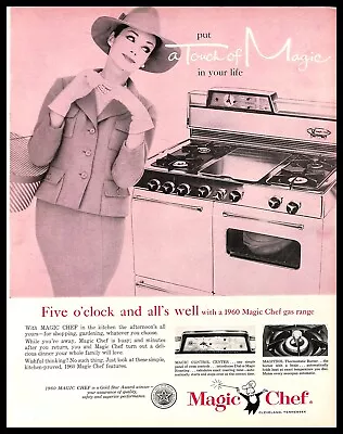 1960 Magic Chef Gas Range Vintage PRINT AD Pink Kitchen Appliance Lady • $8.99