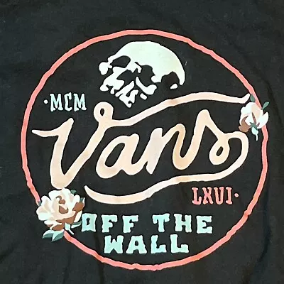 Vans Off The Wall Crop Top Black Small Skull Rides MCM LXVI Cotton • £14.60