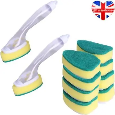 Dish Washing Up Brush Sponge With Liquid Soap Dispenser Scrubber Cleaning Pad • £6.68