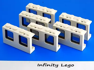6 LEGO White Double Window 1x4x2 With Trans-Black / Smoke Glass Plane 4863 7893 • $9.50