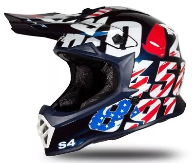 UFO 2024 Motocross Helmet Youth Kids Numbers Black Blue Gloss -  All Sizes • $119.97