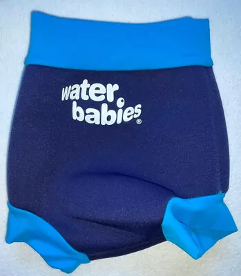 Baby Age 0-3 Months Navy And Blue Swim Nappy Cover Water Babies No Signs Of Wear • £4