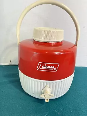 Vintage Red Coleman 1 Gallon Water Cooler W Handle Spout & Drinking Cup • $12.75