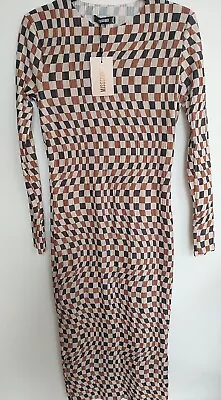 Missguided Dress Midi Dress Long Sleeve-Brown. Uk14****Ref V144 • £15