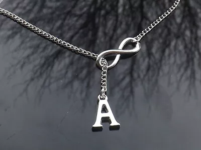 £2.99 • Buy Personalised Infinity Pendant Necklaces With Silver Plated Initial Letter