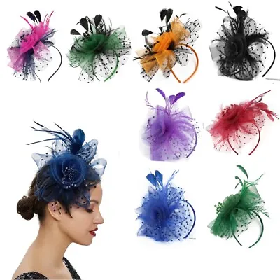 £6.93 • Buy Flower Feather Fascinator Headband Wedding Hairband Ladies Day Royal Ascot Race