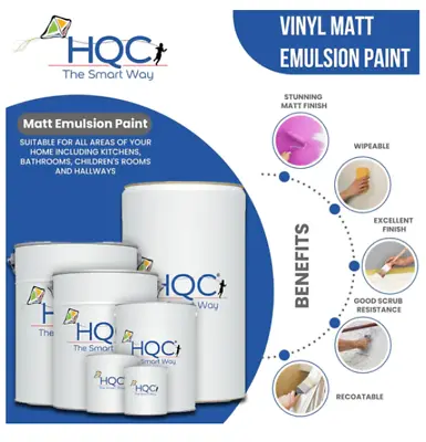 HQC Vinyl Matt Emulsion Paint - 20 Colors - 1L To 10L • £86.19