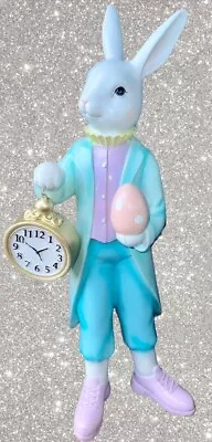Easter Bunny Rabbit Clock Figure Decor Whimsical Mad Hatter Alice In Wonderland • $65