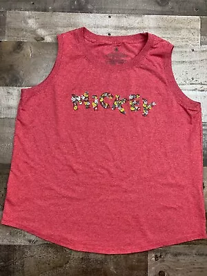 Disney  Store Tank Top Shirt Womens Size XL Red Mickey Mouse Spell Out Graphic • $8.46