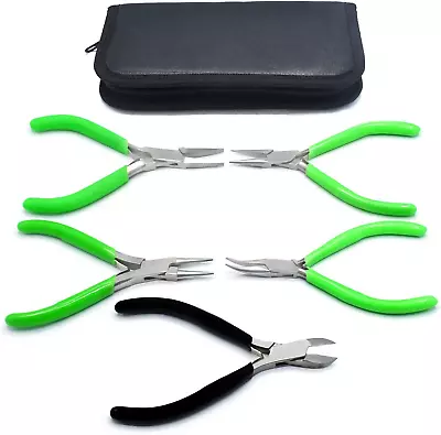 5 Pc Jewelers Pliers Set Jewelry Making Beading Wire Wrapping Hobby 5  PLIER KIT • $25.10