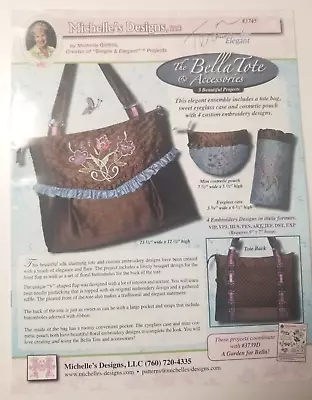 Michelle's Designs #3745 The Bella Tote & Accessories With CD Embroidery Sewing • $14.24