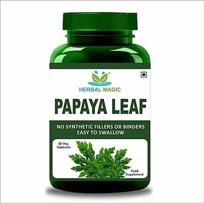 Herbal Magic Papaya Leaf (Carica Papaya)-60 Mg Veg Capsules-Whole Leaf Used • £12.99