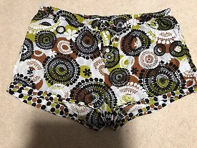 Vera Bradley Sleep Shorts Cocoa Moss Pattern Sz XL Front Pockets Brown Olive • $9