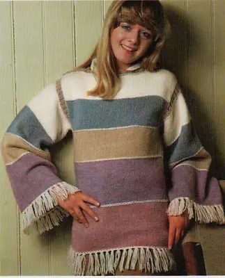 Knitting Pattern Copy 2886.   Childs Fringed Tabard.   30-34  Chest.   DK • £2.89
