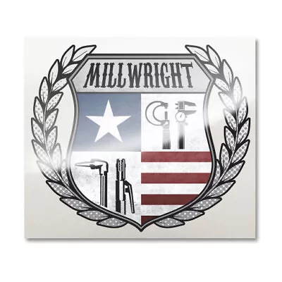 Patriotic Millwright Decal - American Flag Mill Wright Sticker Decal - Crest • $7.45