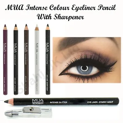 MUA Intense Colour Eyeliner Pencil With Sharpener Vegan CHOOSE YOUR SHADE MakeUP • £3.20