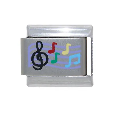 Multicoloured Music Notes 9mm Italian Charm - Fits 9mm Italian Charm Bracelet • £4.99