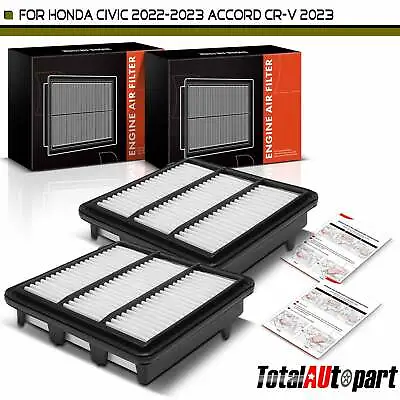 2x Engine Air Filter For Honda Civic 22-23 Accord CR-V 2023 Acura Integra Front • $19.09