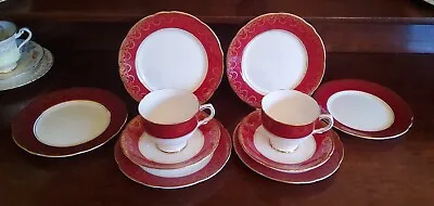 Vintage Salisbury Bone China Burgundy And Gold Tea Cups Saucers And Plates • £19.99