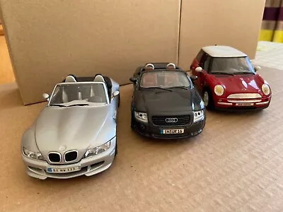 Burago/Maisto 1:24 Scale - 3 X Die-Cast Cars: BMW Roadster Audi TT Mini Cooper • $17.05