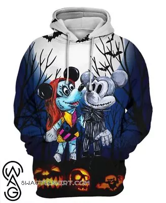 Mickey And Minnie Mouse As Jack And Sally Halloween 3D HOODIE Mother Day Gift • $41.95