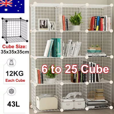 6 To 25 Cubes DIY Wire Storage Shelves Cabinet Metal Display Shelf Toy Book Rack • $58.99