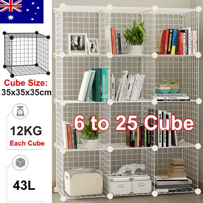 6 To 25 Cubes DIY Wire Storage Shelves Cabinet Metal Display Shelf Toy Book Rack • $47.99