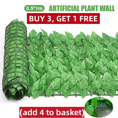 Artificial Faux Ivy Leaf Hedge Panels Roll Privacy Screening Garden Fence Decor  • £4.99