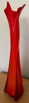 Vintage Cristalleria Fratelli Betti Empoli Red Glass Decorative Vase 60s Murano • $175