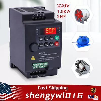 2 HP 3 Phase Motor Variable Frequency Drive VFD Speed Controller 220VAC 1.5KW 7A • $89.30