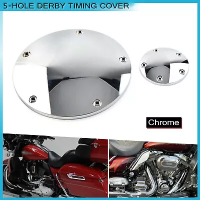 Chrome 5-Hole Smooth Derby Timing Timer Cover For Harley Road Street Glide FLHX • $40.98