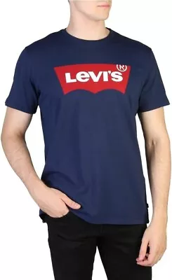 Levi's Men's T-Shirt Graphic Set-In Neck Short Sleeve Top Tee Logo Blue Size XL • £8.99