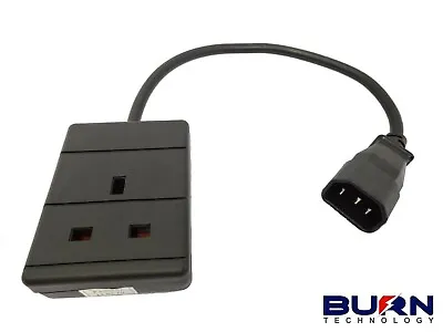 IEC C14 Plug To UK 13A Single Socket 10A Adapter Lead 0.35 0.85 1.85 M Cable UPS • £7.49