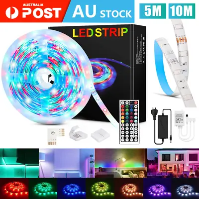 5050 RGB LED Strip Lights 5M 10M 15M 20M 44 Key IR Remote 12V Power Supply Set • $31.23